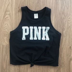 PINK Crop Top - Black
